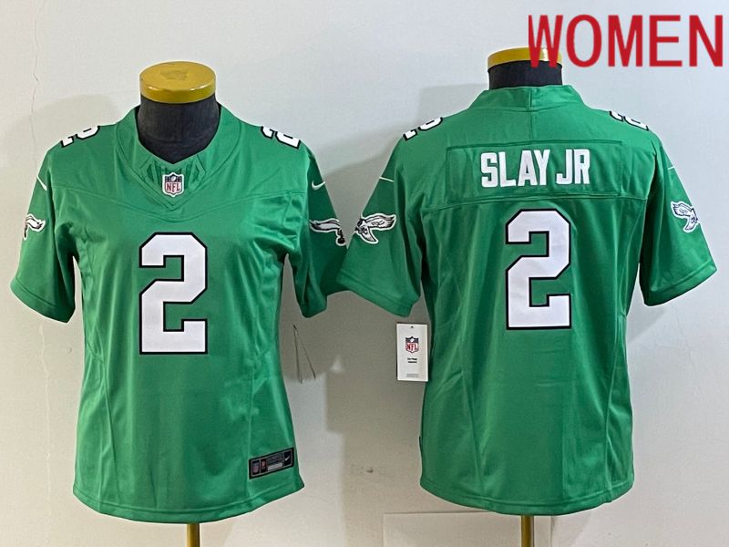 Women Philadelphia Eagles #2 Slay jr Green 2023 Nike Vapor Limited NFL Jersey style 1->youth nfl jersey->Youth Jersey